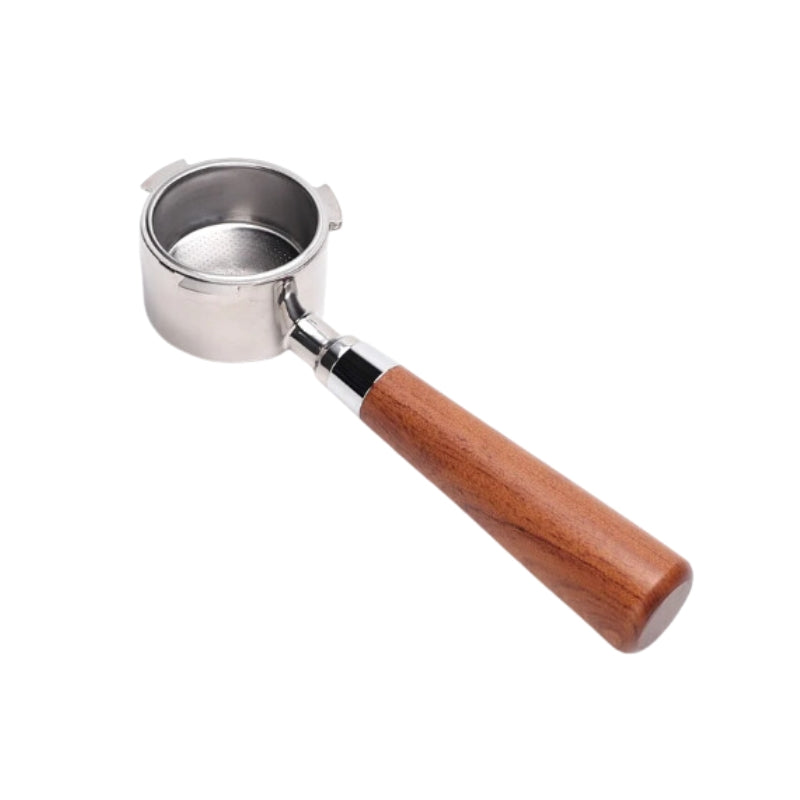Espresso Bottomless Wooden Portafilter solid handle
